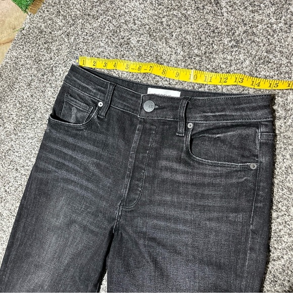 Evereve Faded Black Jeans The Ever Straight High Rise Fit Button Fly Raw Hem 28 - Picture 5 of 11